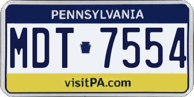 PA license plate MDT7554