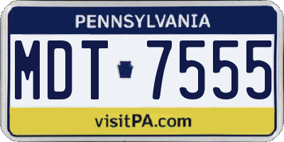 PA license plate MDT7555