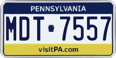 PA license plate MDT7557