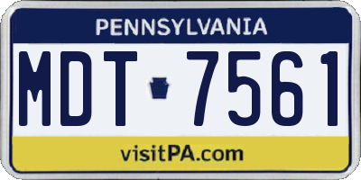 PA license plate MDT7561