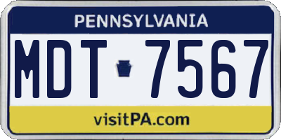 PA license plate MDT7567