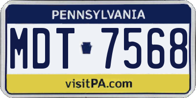 PA license plate MDT7568