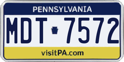PA license plate MDT7572