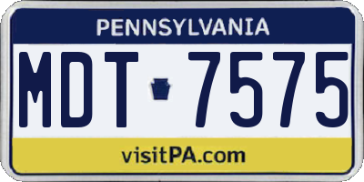 PA license plate MDT7575
