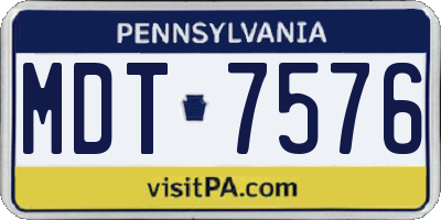 PA license plate MDT7576