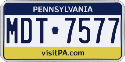 PA license plate MDT7577