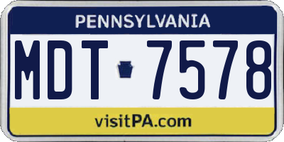 PA license plate MDT7578