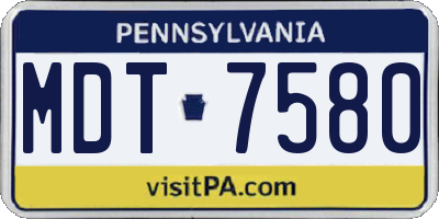 PA license plate MDT7580
