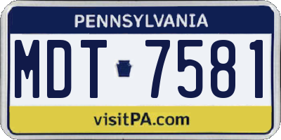 PA license plate MDT7581