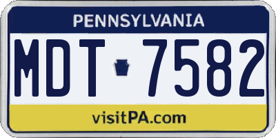 PA license plate MDT7582