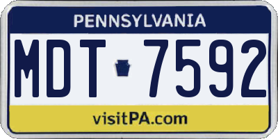 PA license plate MDT7592