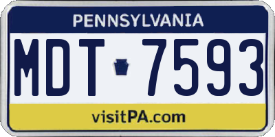 PA license plate MDT7593