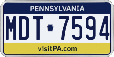 PA license plate MDT7594