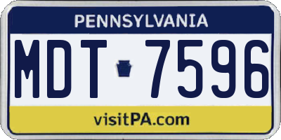 PA license plate MDT7596