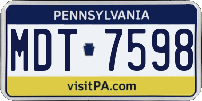 PA license plate MDT7598
