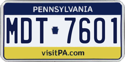 PA license plate MDT7601