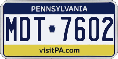 PA license plate MDT7602