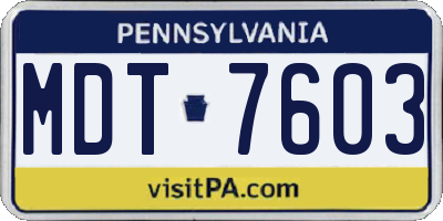 PA license plate MDT7603