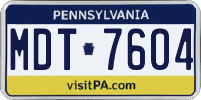 PA license plate MDT7604