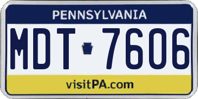 PA license plate MDT7606