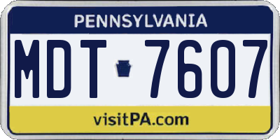 PA license plate MDT7607