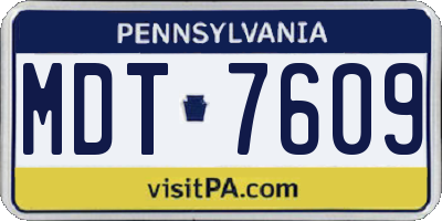 PA license plate MDT7609