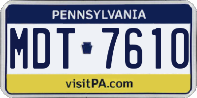 PA license plate MDT7610