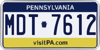 PA license plate MDT7612