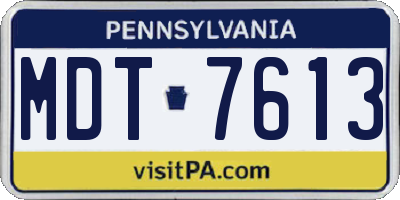 PA license plate MDT7613