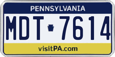 PA license plate MDT7614