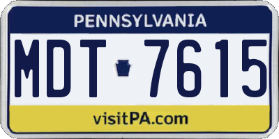 PA license plate MDT7615