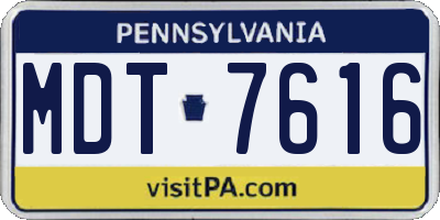 PA license plate MDT7616