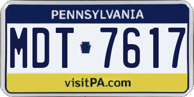 PA license plate MDT7617
