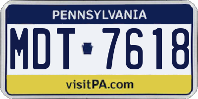 PA license plate MDT7618
