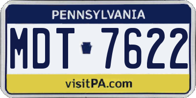 PA license plate MDT7622