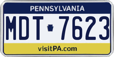 PA license plate MDT7623