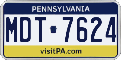 PA license plate MDT7624