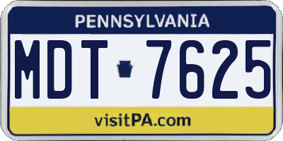 PA license plate MDT7625