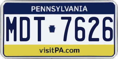 PA license plate MDT7626