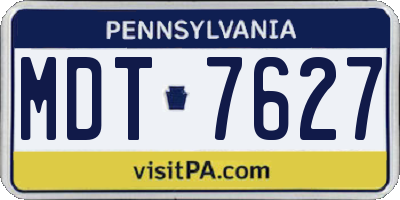 PA license plate MDT7627