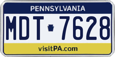 PA license plate MDT7628