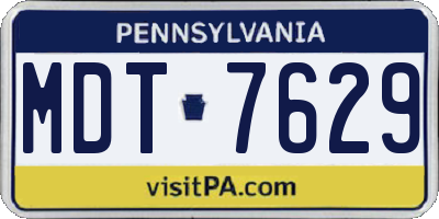 PA license plate MDT7629