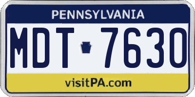 PA license plate MDT7630
