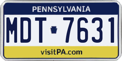 PA license plate MDT7631