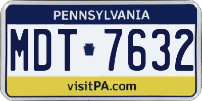 PA license plate MDT7632