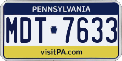 PA license plate MDT7633
