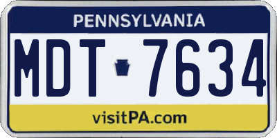 PA license plate MDT7634