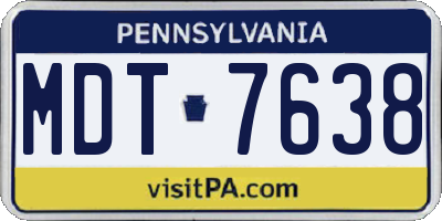 PA license plate MDT7638