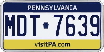 PA license plate MDT7639