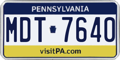 PA license plate MDT7640
